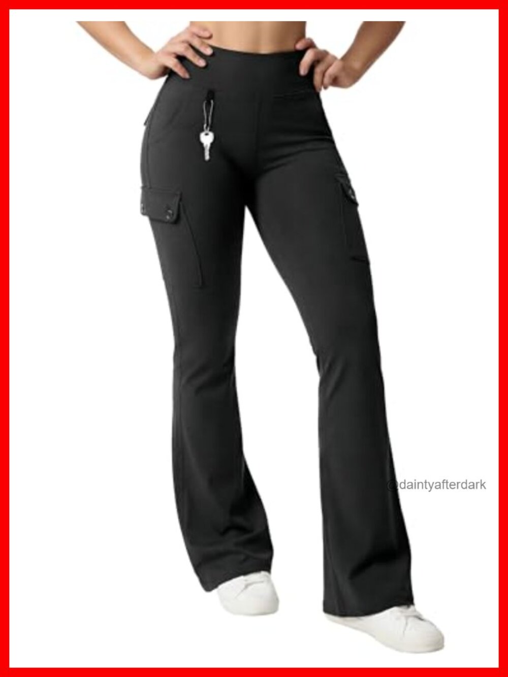 6 Pocket High Waist Flare Yoga Leggings Women Bootcut Tummy Control Nylon